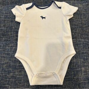 Little Me Cotton Short Sleeve Bodysuit Onesie White Embroidered Dog